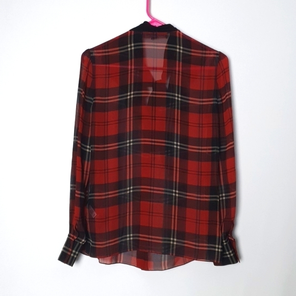 Ralph Lauren Purple Label Zandra Plaid Georgette Blouse - Picture 14 of 14